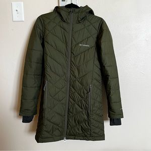 Columbia long jacket, olive green